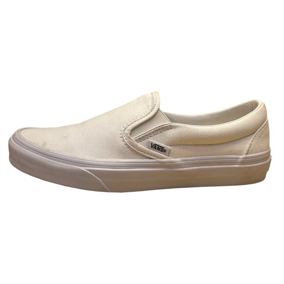 Vans Unisex White Canvas Low Top Slip-On Flat Sneakers Size W7/M5.5 - Picture 4 of 9